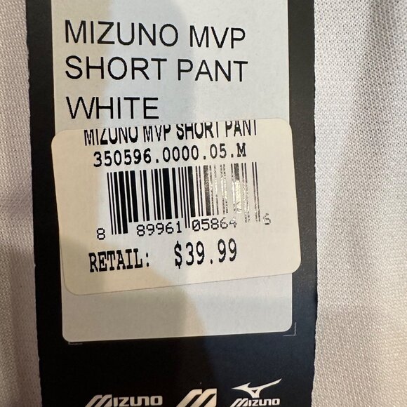 MIZUNO MVP SHORT PANT WHITE NEW MEDIUM BASEBALL SOFTBALL - Picture 5 of 7